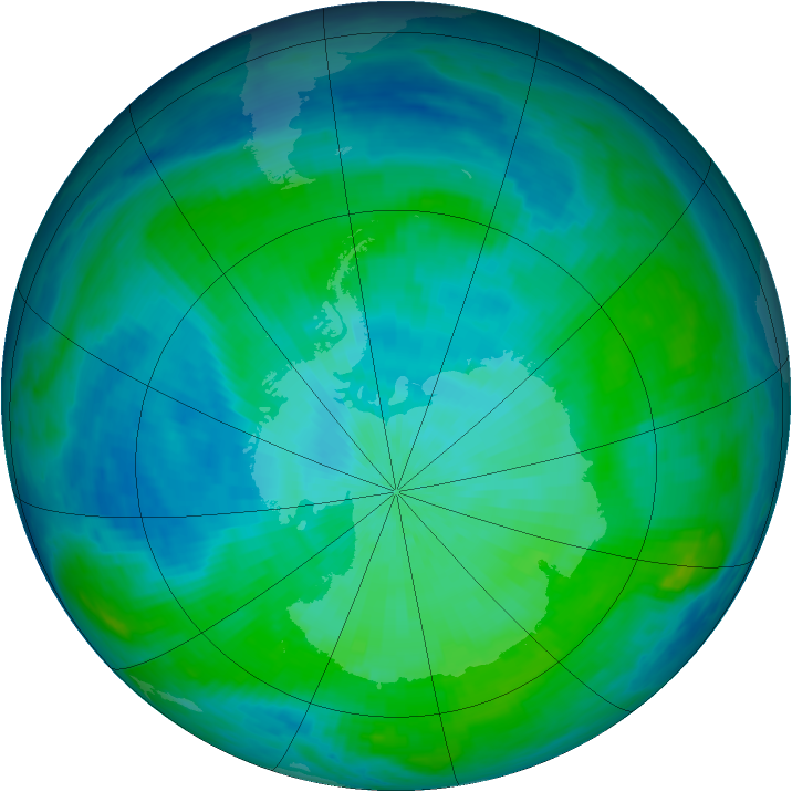 Antarctic ozone map for 19 February 1987